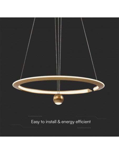 23432-Lampadario LED a Sospensione Circolare  dal Design Regolabile Moderno e Elegante in Metallo xmm Colore Oro Spazzolato -7