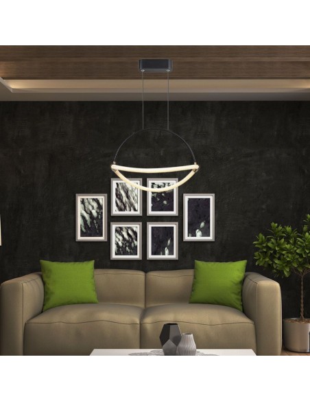 23434-Lampadario LED a Sospensione Moderno  dal Design Elegante e Minimalista  Colore Nero Opaco -3