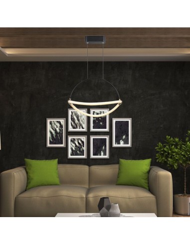 23435-Lampadario LED a Sospensione Moderno  dal Design Elegante e Minimalista  Colore Nero Opaco -3