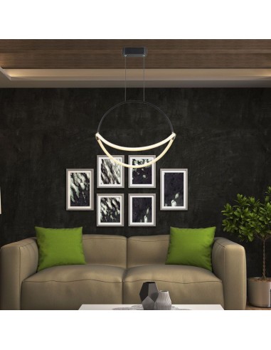 23436-Lampadario LED a Sospensione Moderno  dal Design Elegante e Minimalista  Colore Nero Opaco -3