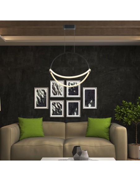 23436-Lampadario LED a Sospensione Moderno  dal Design Elegante e Minimalista  Colore Nero Opaco -3