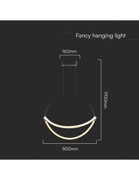 23437-Lampadario LED a Sospensione Moderno  dal Design Elegante e Minimalista  Colore Nero Opaco -2