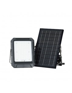 23438-Faro LED con Telecomando e Pannello Solare  Batteria Sostituibile Cavo da m Colore Nero -1
