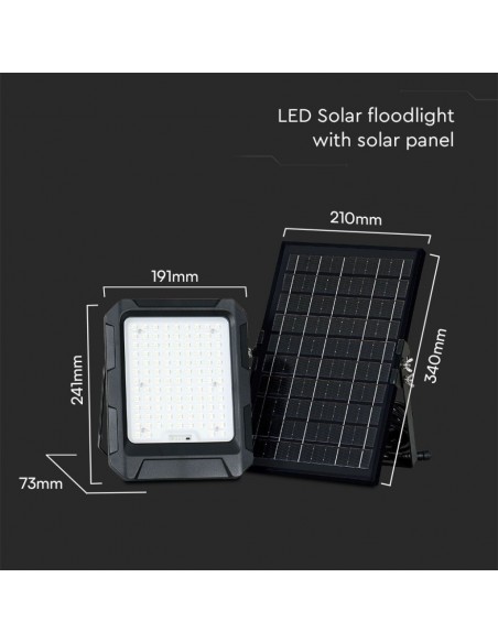 23438-Faro LED con Telecomando e Pannello Solare  Batteria Sostituibile Cavo da m Colore Nero -3