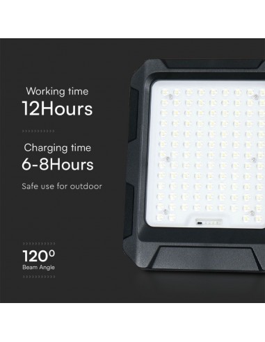 23438-Faro LED con Telecomando e Pannello Solare  Batteria Sostituibile Cavo da m Colore Nero -7