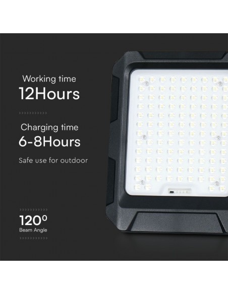 23438-Faro LED con Telecomando e Pannello Solare  Batteria Sostituibile Cavo da m Colore Nero -7