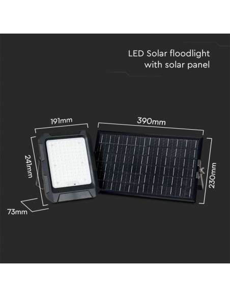 23439-Faro LED con Telecomando e Pannello Solare  Batteria sostituibile Cavo da m Colore Nero -3