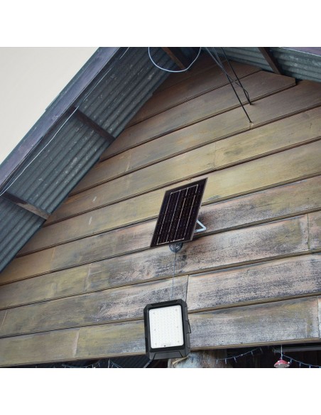 23439-Faro LED con Telecomando e Pannello Solare  Batteria sostituibile Cavo da m Colore Nero -4