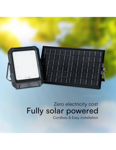 23439-Faro LED con Telecomando e Pannello Solare  Batteria sostituibile Cavo da m Colore Nero -5
