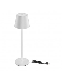 23445-Lampada LED da Tavolo  Colore Bianco in Alluminio con caricatore Wireless e Touch Dimmerabile  IP-1