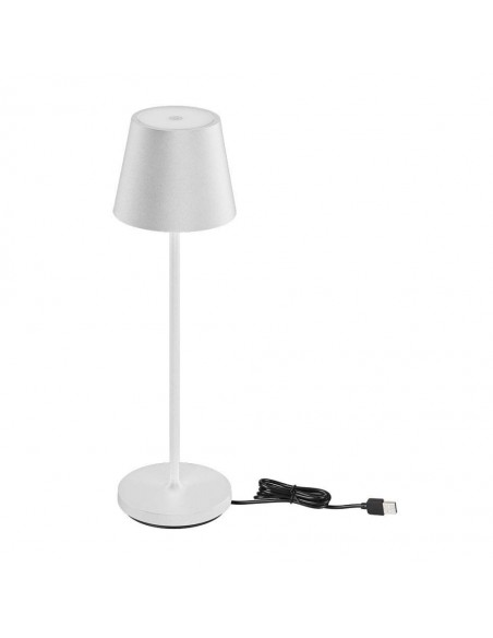 23445-Lampada LED da Tavolo  Colore Bianco in Alluminio con caricatore Wireless e Touch Dimmerabile  IP-1
