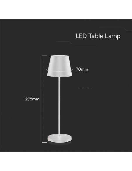 23445-Lampada LED da Tavolo  Colore Bianco in Alluminio con caricatore Wireless e Touch Dimmerabile  IP-2