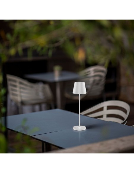 23445-Lampada LED da Tavolo  Colore Bianco in Alluminio con caricatore Wireless e Touch Dimmerabile  IP-3