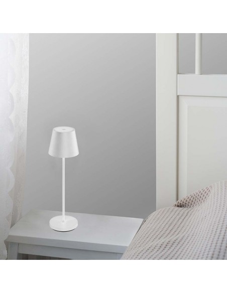 23445-Lampada LED da Tavolo  Colore Bianco in Alluminio con caricatore Wireless e Touch Dimmerabile  IP-4