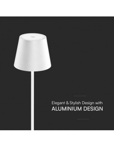 23445-Lampada LED da Tavolo  Colore Bianco in Alluminio con caricatore Wireless e Touch Dimmerabile  IP-6