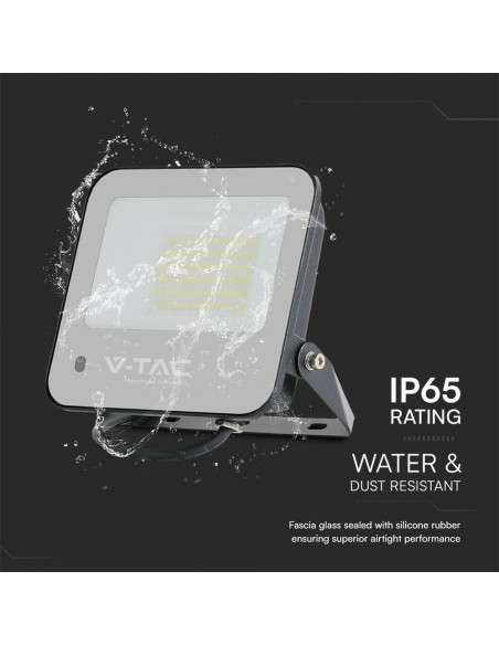 Faro LED 50W con Telecomando e Driver IC Integrato Nero e Grigio Satinato RGB+6500K IP65