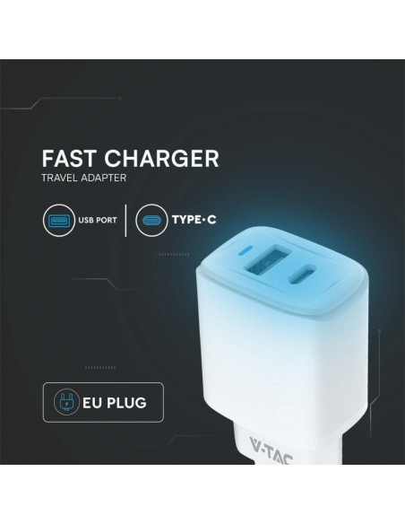 23580-Adattatore di Ricarica Rapida  USB-A USB-C Output V A-5