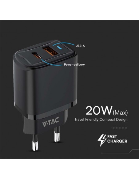 23581-Adattatore di Ricarica Rapida  USB-A USB-C Output V A-3