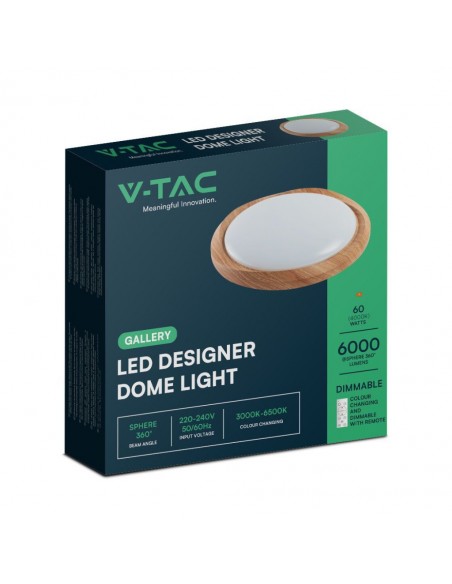 23586-Plafoniera LED  Rotonda con Telecomando controllo Remoto CCT in Dmm Dimmerabile - Cover Legno-2