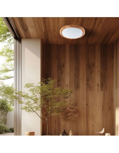 23586-Plafoniera LED  Rotonda con Telecomando controllo Remoto CCT in Dmm Dimmerabile - Cover Legno-4