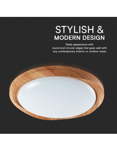 23586-Plafoniera LED  Rotonda con Telecomando controllo Remoto CCT in Dmm Dimmerabile - Cover Legno-7