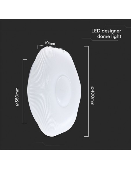 23587-Plafoniera LED  Ondulata con Telecomando CCT in Colore Bianco Dmm Dimmerabile - Cover Zigrinata-3