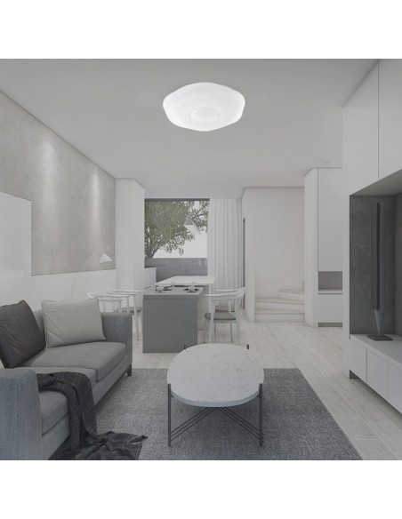 23587-Plafoniera LED  Ondulata con Telecomando CCT in Colore Bianco Dmm Dimmerabile - Cover Zigrinata-4