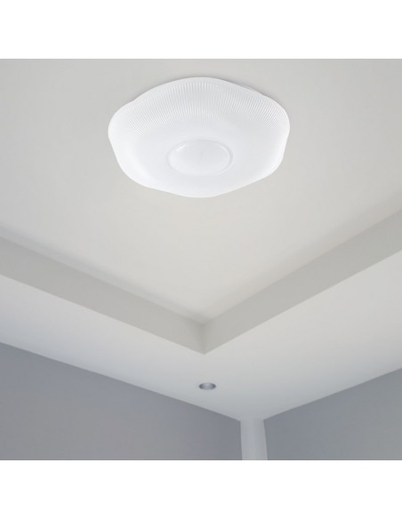 23587-Plafoniera LED  Ondulata con Telecomando CCT in Colore Bianco Dmm Dimmerabile - Cover Zigrinata-5