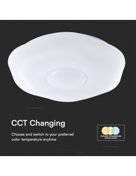 Plafoniera LED 60W Rotonda con Telecomando controllo Remoto CCT 3in1 Bianco D500mm Dimmerabile 3000-6500K Cover Zigrinata