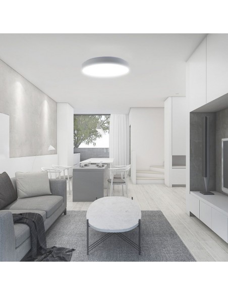 23590-Plafoniera LED  Rotonda con Telecomando controllo Remoto CCT in Colore Bianco Dmm Dimmerabile - Cover Elegante-6