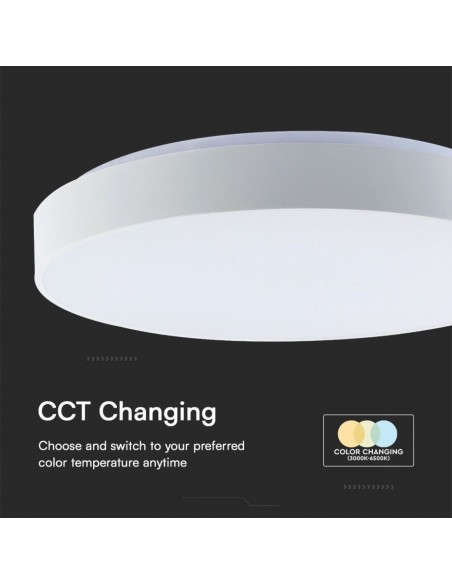 Plafoniera LED 60W Rotonda con Telecomando controllo Remoto CCT 3in1 Bianco D495mm Dimmerabile 3000-6500K Cover Elegante