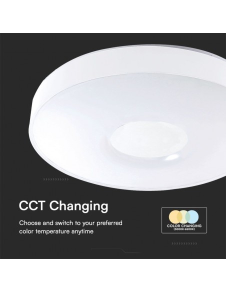 Plafoniera LED 40W Rotonda con Telecomando CCT 3in1 Bianco D390mm Dimmerabile 3000-6500K Cover a Disco