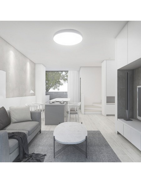 23592-Plafoniera LED  Rotonda con Telecomando controllo Remoto CCT in Colore Bianco Dmm Dimmerabile - Cover a Disco-6