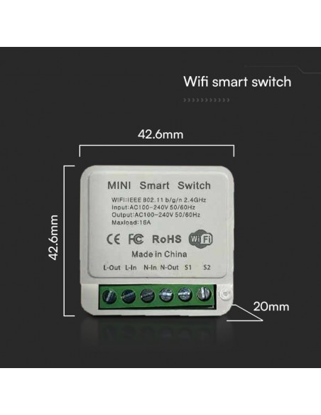23604-Interruttore Smart Wi-Fi Mini con  Canale per Controllo Luci LED fino a -3