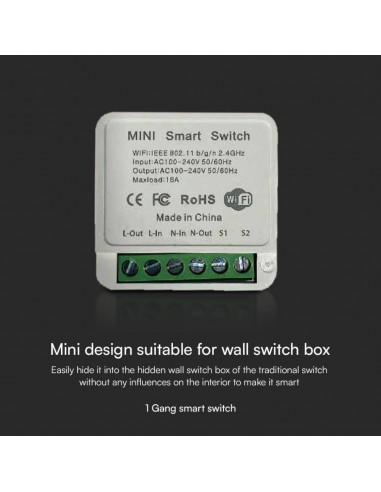 23604-Interruttore Smart Wi-Fi Mini con  Canale per Controllo Luci LED fino a -5