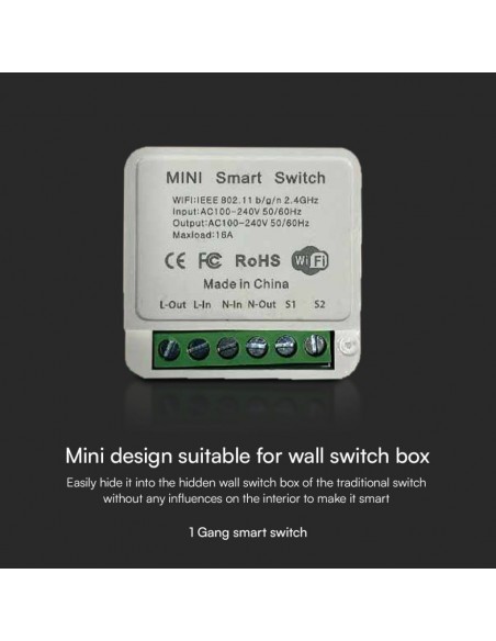 23604-Interruttore Smart Wi-Fi Mini con  Canale per Controllo Luci LED fino a -5