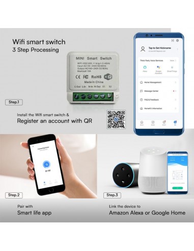 23604-Interruttore Smart Wi-Fi Mini con  Canale per Controllo Luci LED fino a -7