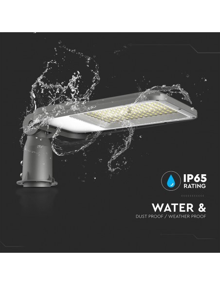 Armatura Stradale LED Chip Samsung 100W 100LM/W con Angolo di Inclinazione 180° Regolabile Grigio 4000K IP65