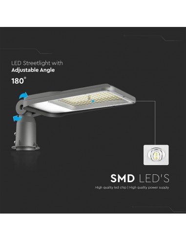23621-Armatura Stradale LED Chip Samsung  LM/W con Angolo di Inclinazione Regolabile  Colore Grigio  -6