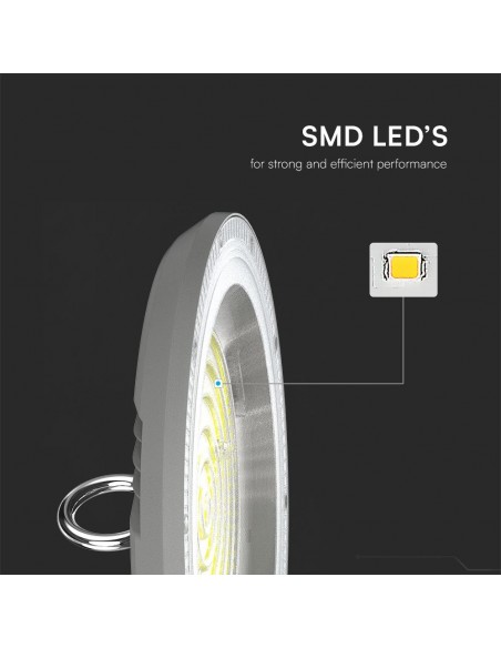 23622-Campana Industriale LED SMD  UFO Colore Grigio  con Interruttore Levetta CCT in - -5
