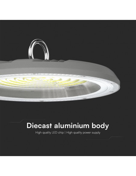 23622-Campana Industriale LED SMD  UFO Colore Grigio  con Interruttore Levetta CCT in - -7