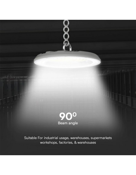 Campana Industriale LED SMD 100W UFO Colore Grigio 90° con Interruttore Levetta CCT 3in1 3000K-6500K IP65