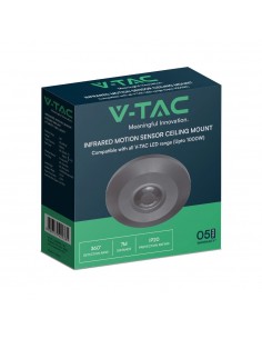 23677-Sensore PIR Piatto a Infrarossi Rilevamento a  Montaggio a Plafone Max  Colore Nero-1 2