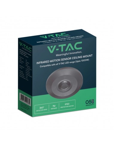 23677-Sensore PIR Piatto a Infrarossi Rilevamento a  Montaggio a Plafone Max  Colore Nero-2