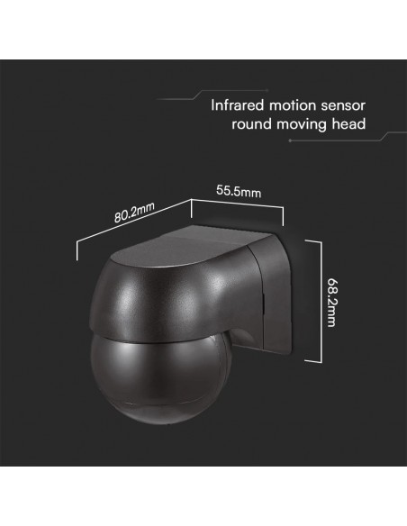 23678-Sensore di Movimento a Infrarossi  Montaggio a Plafone Colore Nero Max  IP-3