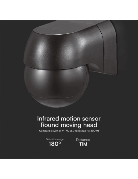 23678-Sensore di Movimento a Infrarossi  Montaggio a Plafone Colore Nero Max  IP-5
