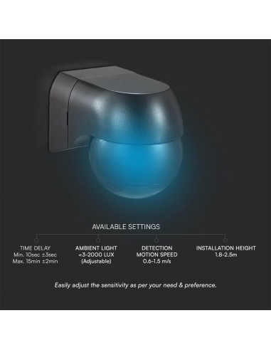 23678-Sensore di Movimento a Infrarossi  Montaggio a Plafone Colore Nero Max  IP-6