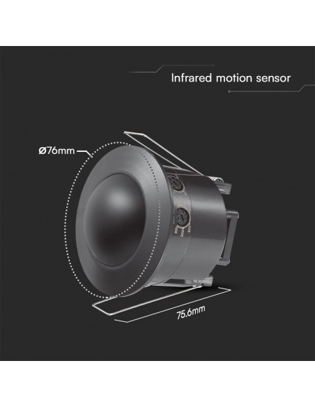 23679-Sensore di Movimento a Infrarossi  Montaggio a Incasso Colore Nero Max  IP-3