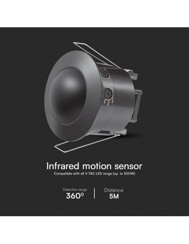 23679-Sensore di Movimento a Infrarossi  Montaggio a Incasso Colore Nero Max  IP-5