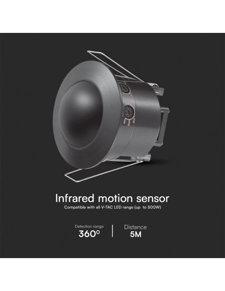 23679-Sensore di Movimento a Infrarossi  Montaggio a Incasso Colore Nero Max  IP-5